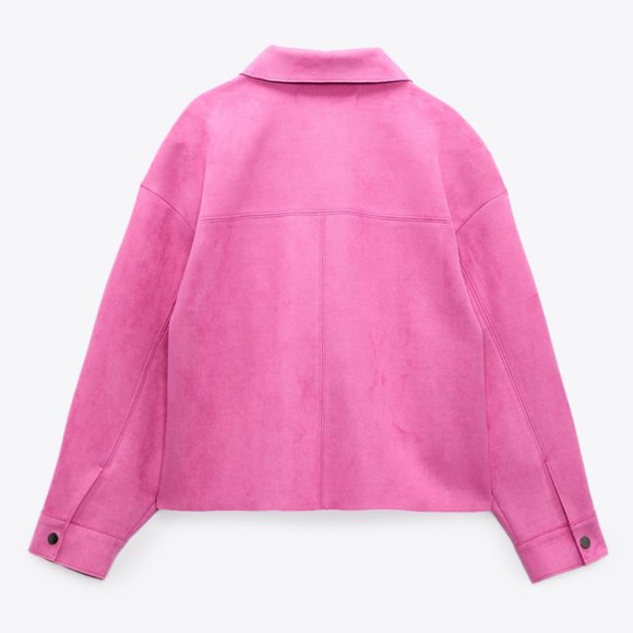 ZARA PINK FAUX SUEDE OVERSHIRT JACKET - Picture 5 of 11